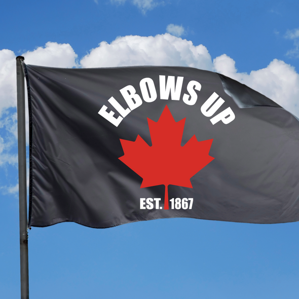 Elbows Up with a Maple Leaf Flag