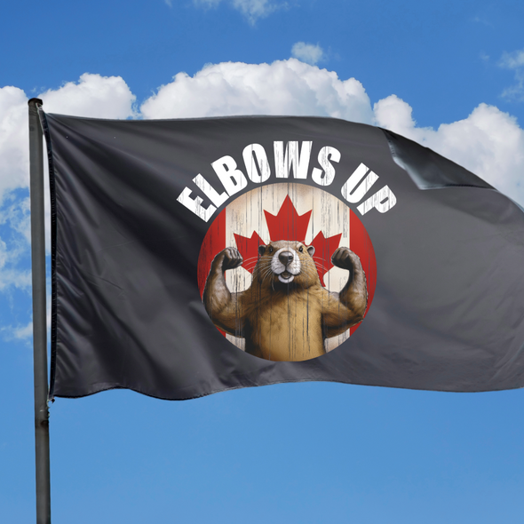 Elbows Up Withered Beaver Flag