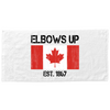 Elbows Up towel with Canadian flag and Est. 1867