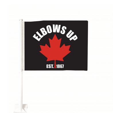 Elbows Up Car Flag Featuring the Canadian Maple Leaf