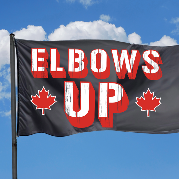 Elbows Up with Twin Maple Flag