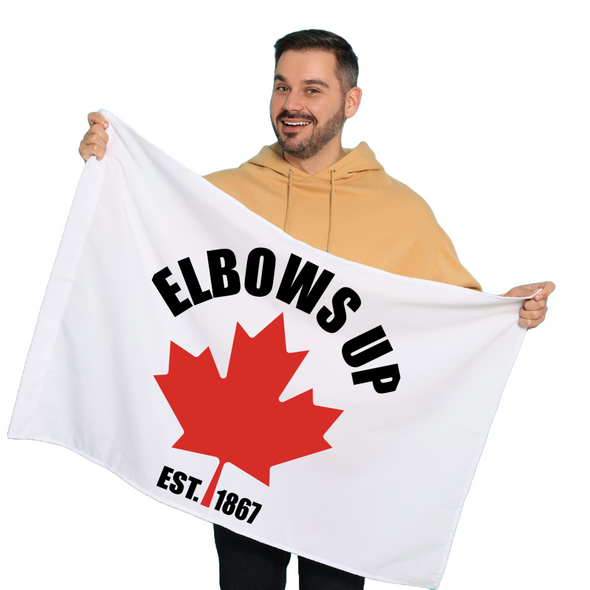 Elbows Up with a Maple Leaf Flag