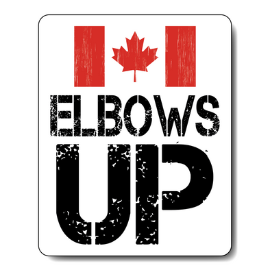 Elbows Up with Canadian flag rectangle sticker