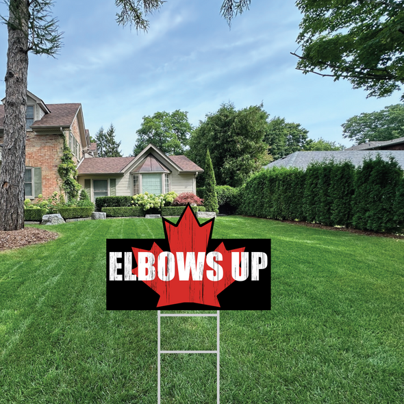 Elbows Up Maple Leaf Lawn Sign