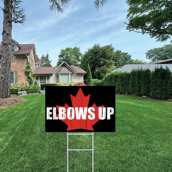 Elbows Up Maple Leaf Lawn Sign