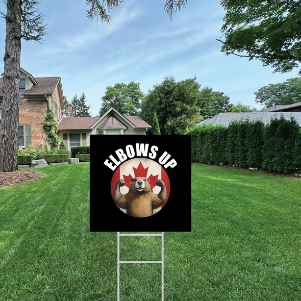 Elbows Up Beaver Lawn Sign