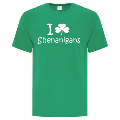 I Love Shenanigans Shamrock TShirt - Custom T Shirts Canada by Printwell
