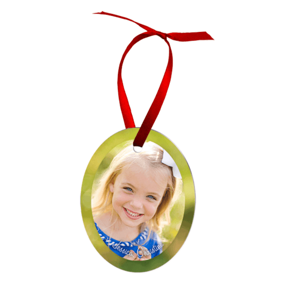 Custom metal oval Christmas ornament
