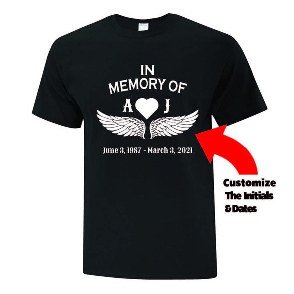 In Memory Of TShirt With Wings - Printwell Custom Tees